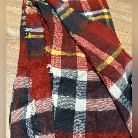 Zara Red Tartan Blanket Scarf - Picture 4 of 4